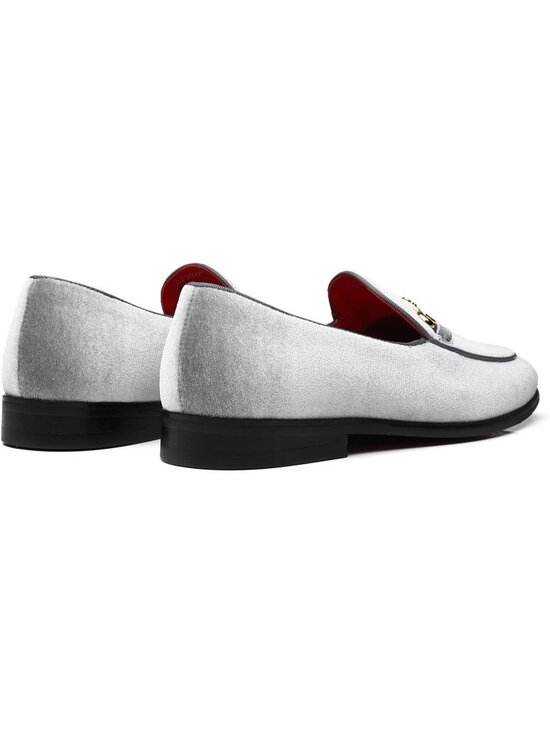 Men\'s Grey Velvet Loafers Wedding Party Prom Homecoming Shoes main image 5